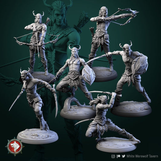 Wood Elves (6) | 3D Printed Resin Model | Ideal for RPG, DnD, Table top Gaming, Fantasy, Wargaming, Beastmen,