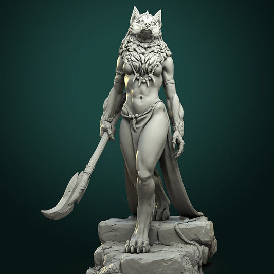 Oleana The Werewolf | 3D Printed Resin Models | Ideal for RPG, DnD, Table top Gaming, Greek, Fantasy, Wargaming, Beastmen, Female Miniature