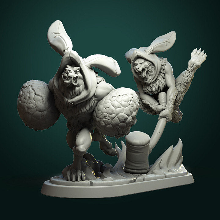 Diorama "Give Me Eggs" | Easter bunny | Display piece | RPG, DnD Table top gaming, Fantasy | 3D Printed Resin Models