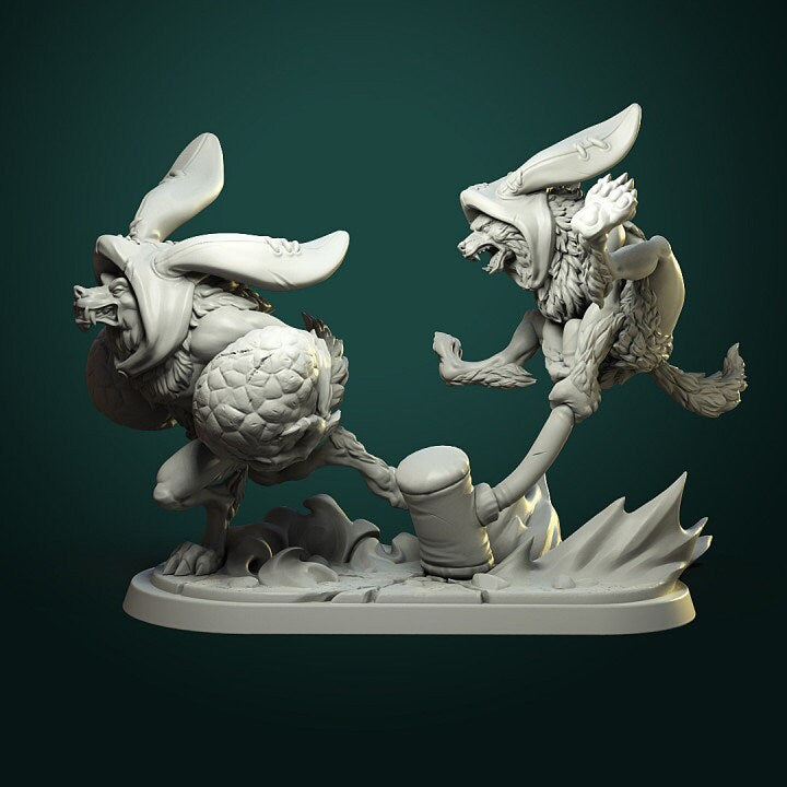 Diorama "Give Me Eggs" | Easter bunny | Display piece | RPG, DnD Table top gaming, Fantasy | 3D Printed Resin Models