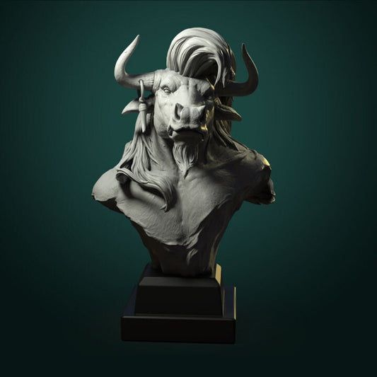 Minotaur Bust | Display piece | 3D Printed Resin Models | Ideal for DnD, RPG, table top Gaming, Fantasy, Wargaming, Beastmen,