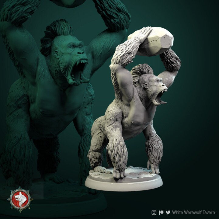 Crushing Monkey Boss | Ideal for RPG, DnD, Table top gaming, Mythology, Fantasy, Beastmen | 3D Printed Resin Models