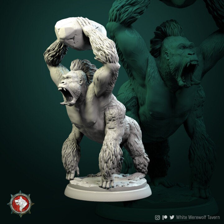 Crushing Monkey Boss | Ideal for RPG, DnD, Table top gaming, Mythology, Fantasy, Beastmen | 3D Printed Resin Models