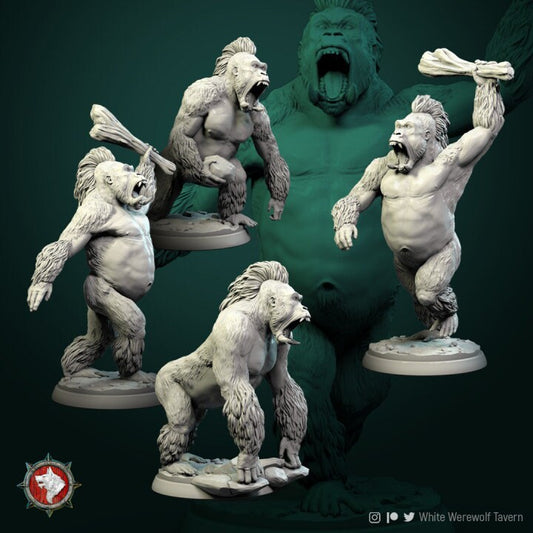 Crushing Monkeys (4 Set) | RPG, DnD, Table top gaming, Mythology, Fantasy, Beastmen | 3D Printed Resin Models