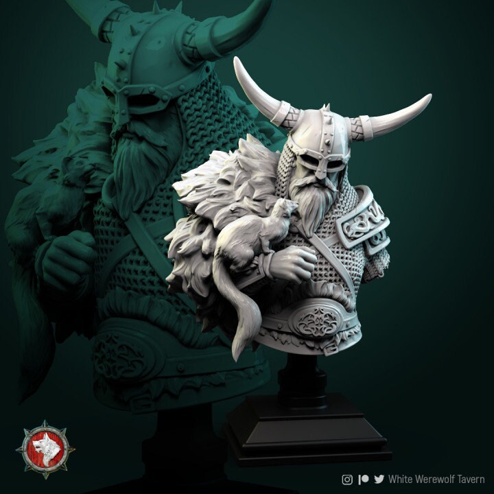 Kolgrim Bust | Display piece | RPG, DnD, Table top gaming, Fantasy, Medieval, Viking | 3D Printed Resin Models