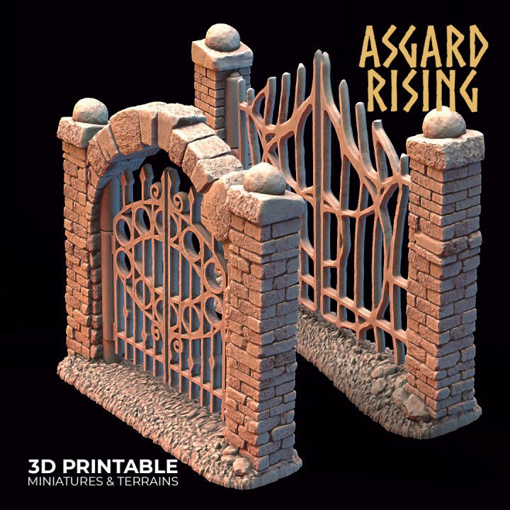 Additional Fence Gate A+B | 3D Printed Resin Model- Ideal for DnD, RPG, Table top Gaming, Fantasy, Wargaming, The 9th Age, Terrain