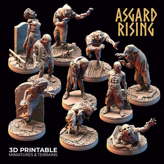 Zombie Set x10 | 3D Printed Resin Model- Ideal for DnD, RPG, Table top Gaming, Fantasy, Wargaming, The 9th Age, Terrain