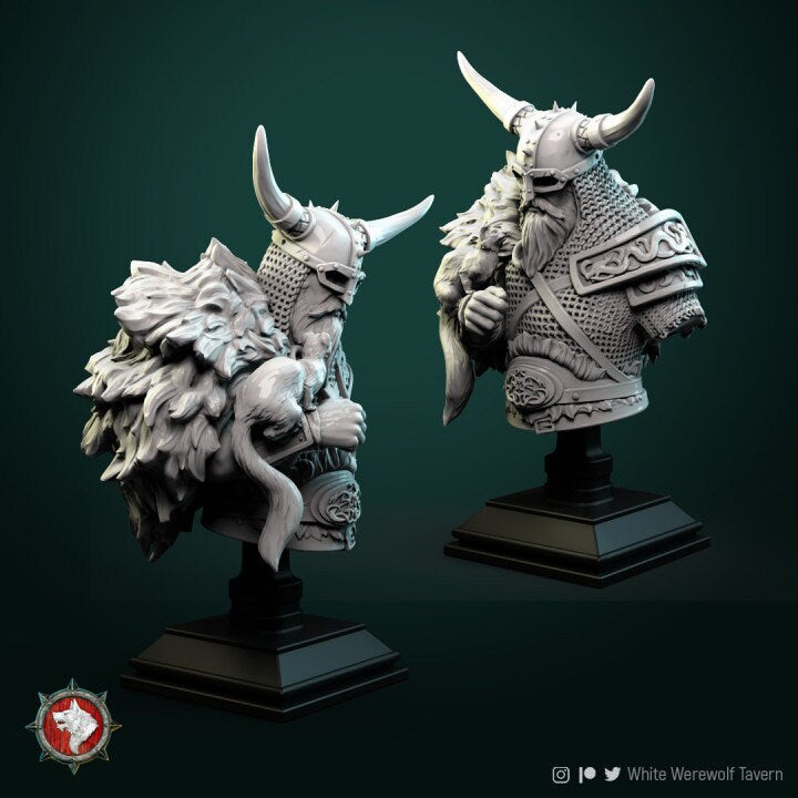 Kolgrim Bust | Display piece | RPG, DnD, Table top gaming, Fantasy, Medieval, Viking | 3D Printed Resin Models