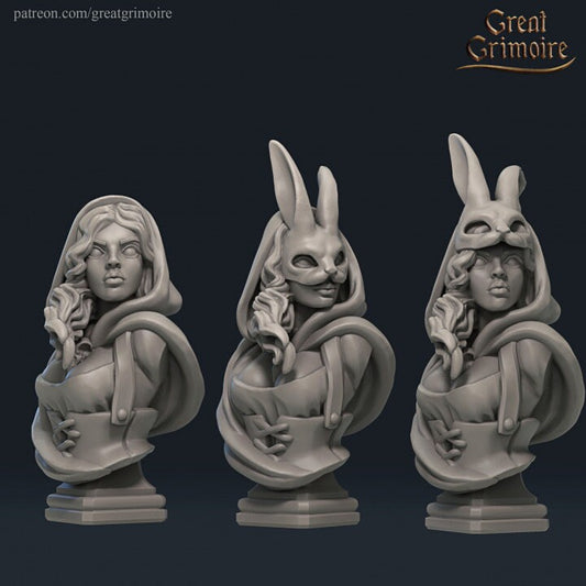 Red Bleeding Hood Bust Vol 1 | 3D Printed Resin Model | Ideal for DnD, RPG, Table top Gaming, Fantasy, Wargaming, Female Miniature
