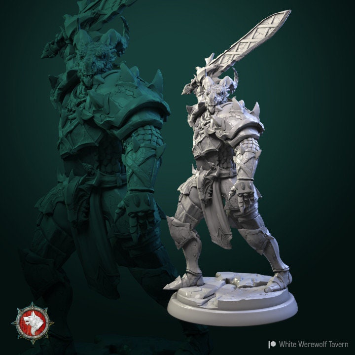 Dragonborn Knights (6 set) | 3D Printed Resin Model | Ideal for DnD, RPG, AOS, Table top Gaming