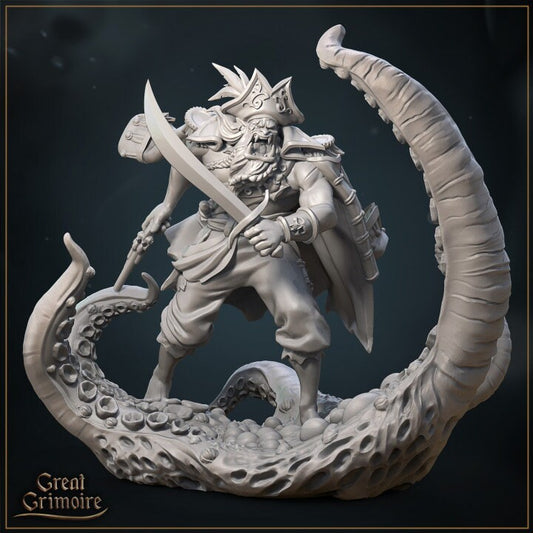 Roar, the scarred Pirate | Ideal for RPG, DnD, Table top gaming, Fantasy, Horror | 3D Printed Resin Models