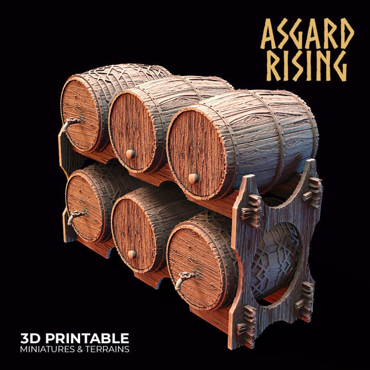 Barrel Rack B | 3D Printed Resin Model | Ideal For DnD, RPG, AOS Table ...