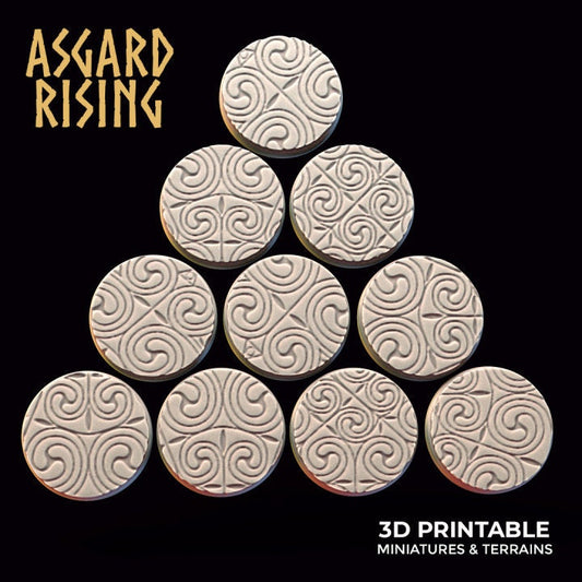 Ornament Theme Round Bases (x10)  | 3D Printed Resin Model | Ideal For DnD, RPG, AOS Table top Gaming