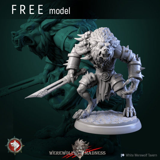 Werewolf Warrior | 3D Printed Resin Model | Ideal for DnD, RPG, AOS, Table top Gaming
