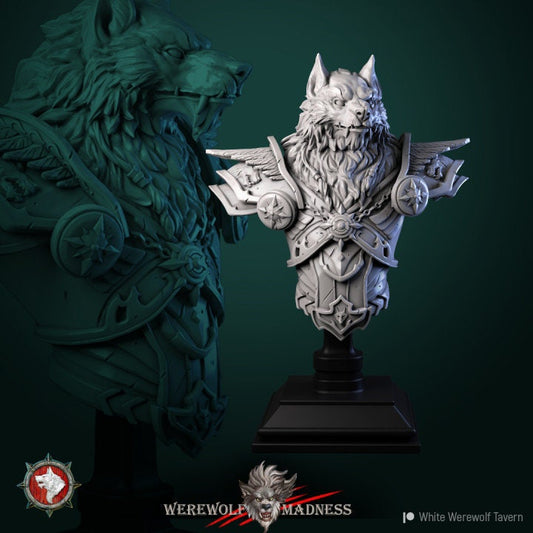White Werewolf Bust | 3D Printed Resin Model | Ideal for DnD, RPG, AOS, Table top Gaming