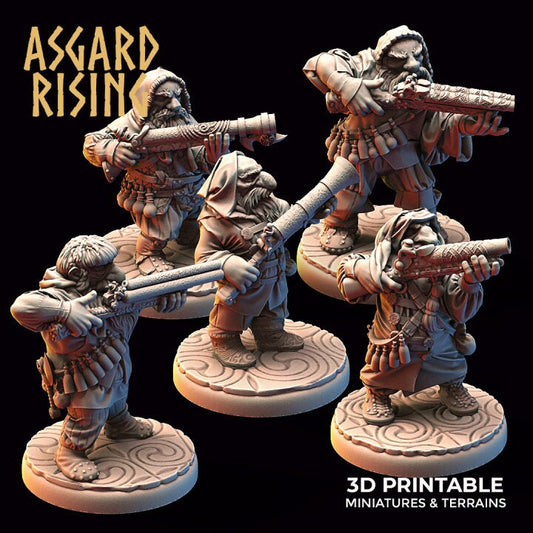 Dwarf Ranged: Hooded and Firearms | 3D Printed Resin Model | Ideal For DnD, RPG, AOS Table top Gaming