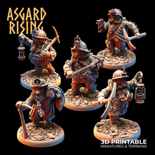 Dwarven Miners | 3D Printed Resin Model | Ideal For DnD, RPG, AOS Table top Gaming, Fantasy