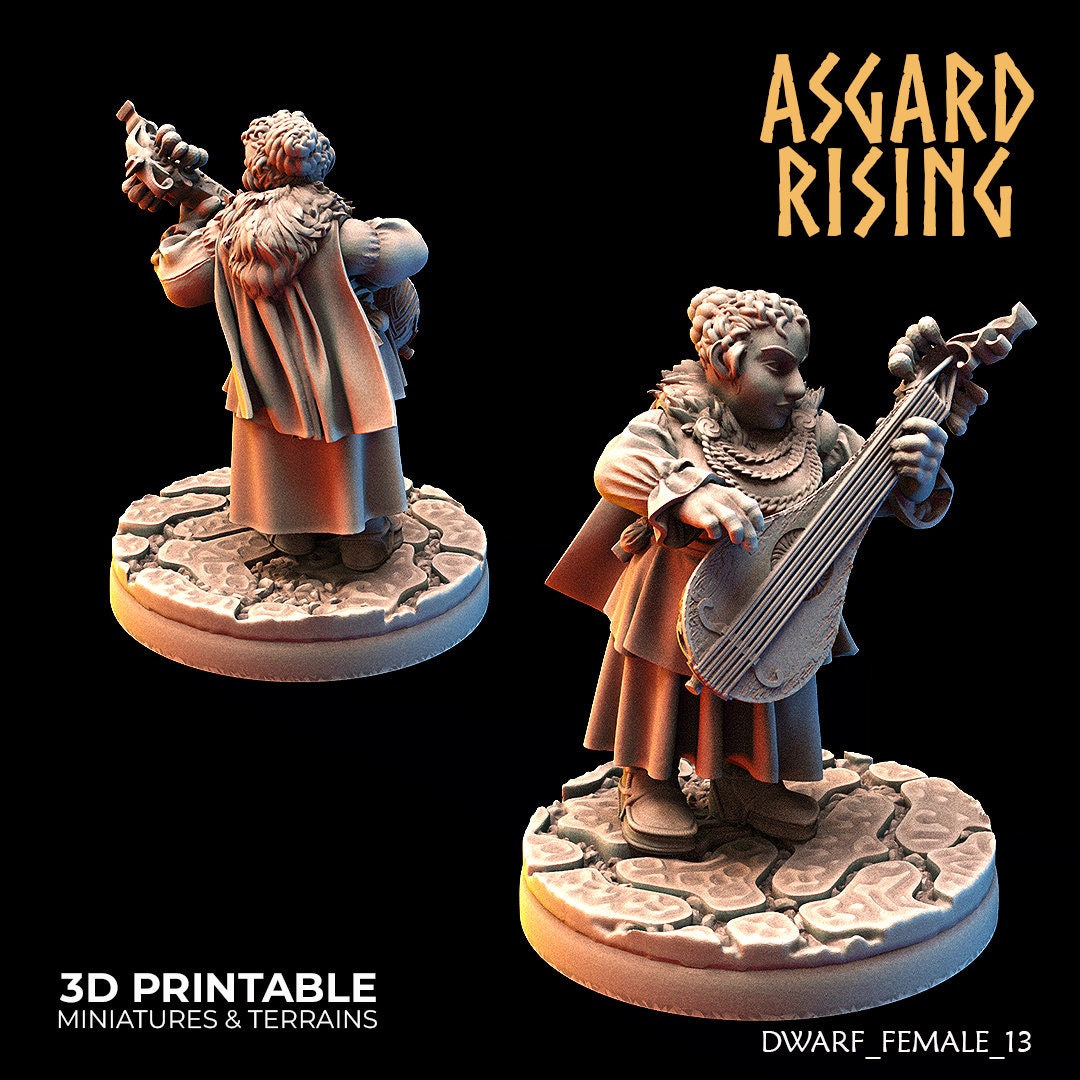 Dwarven Female Towsfolk | 3D Printed Resin Model | Ideal For DnD, RPG, AOS Table top Gaming, Fantasy