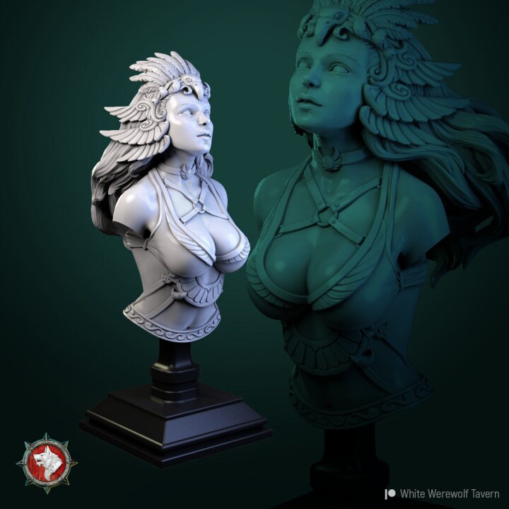 Dark Angel Bust | 3D Printed Resin Model | Ideal for DnD, RPG, AOS, Table top Gaming