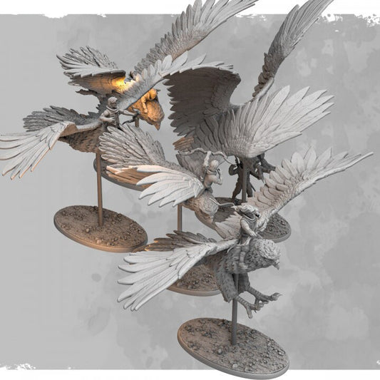 Khra Falcon Riders | 3D Printed Miniatures | Ideal for Fantasy, D&D, Tabletop Wargaming and 9th Age.