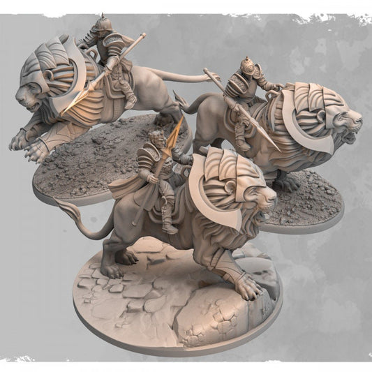 King Aethor and Honour Guard - Lion Riders | 3D Printed Miniatures | Ideal for D&D, Fantasy, Roleplaying and Tabletop Wargaming.