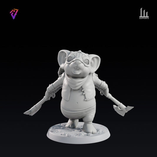 Mouse with Double Axes and Scenic base 32mm
