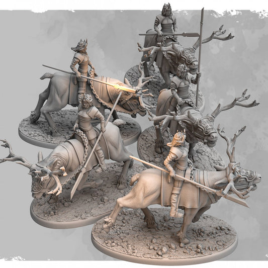 Stag Riders | 3D Printed Miniatures | The Shattered Crown | Ideal for D&D, Kings of War, SAGA and Roleplaying Games